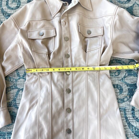 Fenty by Rihanna Faux Leather Button-Down Mini Dress Cream - Size 40 - Picture 11 of 12